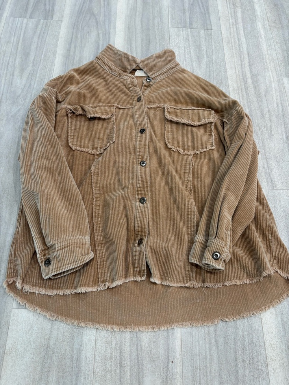 Women's Tan Corduroy Shacket Jacket